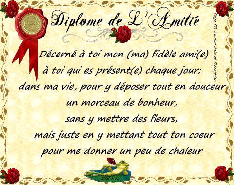 Diplome de L'Amitié