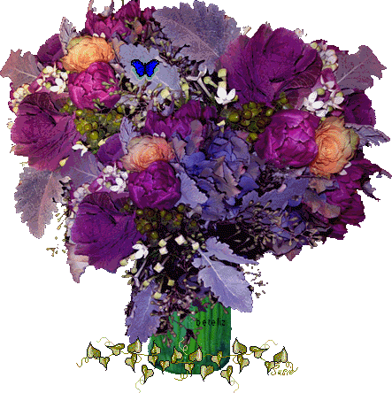 Bouquet de fleurs mauves et bleues
