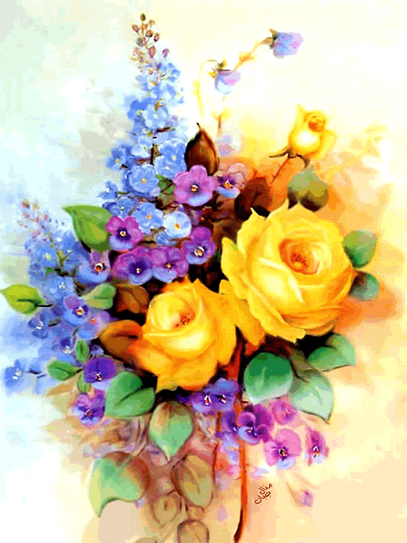 Joli bouquet en peinture