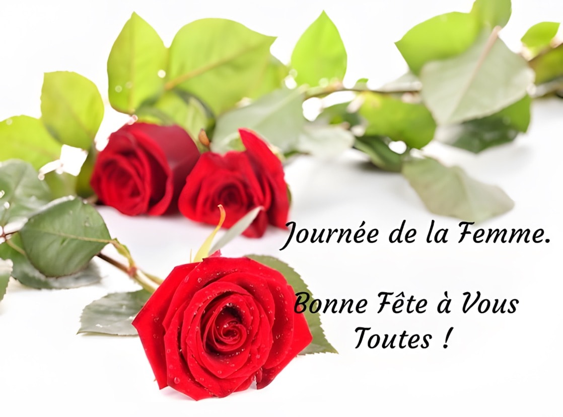 Trois roses rouges symbolisent l'élégance et la célébration de la Journée de la Femme.