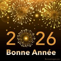 Feux d'artifice dorés illuminent la scène pour célébrer la nouvelle année 2026.