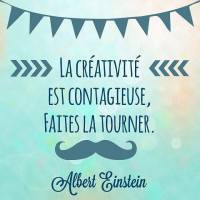 Un message inspirant sur la créativité, accompagné de décorations festives.