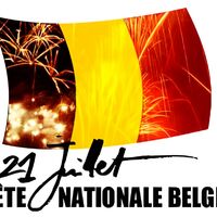 Célébrations éclatantes pour la fête nationale belge, où feux d'artifice et couleurs nationales se fondent en un spectacle lumineux.