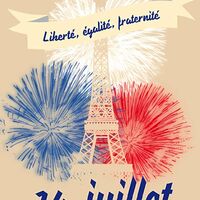 Célébration du 14 juillet avec feux d'artifice derrière la Tour Eiffel. Vive la France!