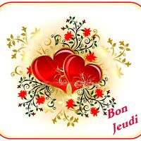 Deux cœurs rouges entourés de motifs floraux dorés et rouges illuminent ce jeudi.
